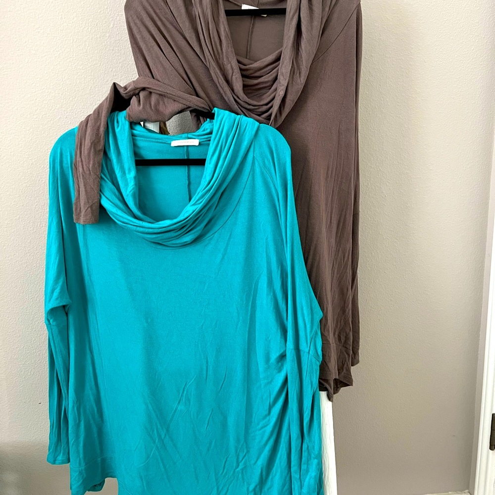 You get both for the price posted!! fascination, drape neck, long sleeve tops